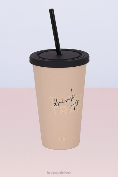 House of CB Beige & Black Insulated Cup with Straw XTP20Z1328 Gifts