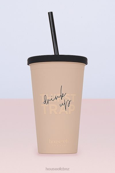 House of CB Beige & Black Insulated Cup with Straw XTP20Z1328 Gifts