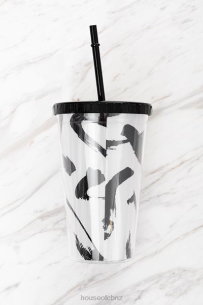 House of CB Fuel Monochrome Insulated Cup with Straw XTP20Z1346 Gifts