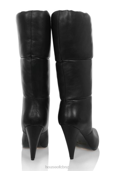 House of CB Phenomenon Black Leather Puffa Boots XTP20Z1114 Shoes