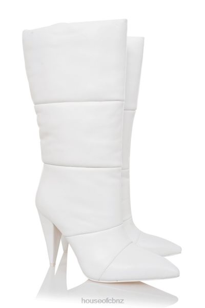 House of CB Phenomenon White Leather Puffa Boots XTP20Z1113 Shoes