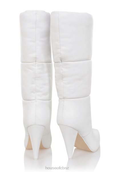 House of CB Phenomenon White Leather Puffa Boots XTP20Z1113 Shoes