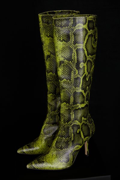 House of CB Royale Green Print Knee High Boots XTP20Z1071 Shoes