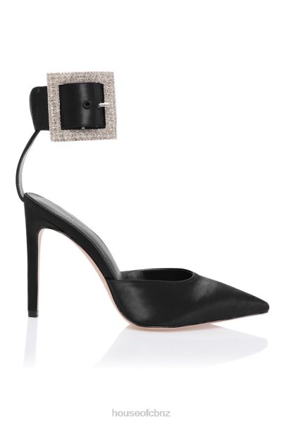 House of CB Krista Black Crystal Buckle Pumps XTP20Z1095 Shoes