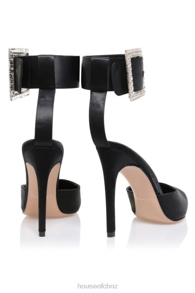 House of CB Krista Black Crystal Buckle Pumps XTP20Z1095 Shoes