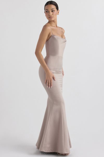 House of CB Violette Mushroom Satin Fishtail Gown XTP20Z1149 Weddings